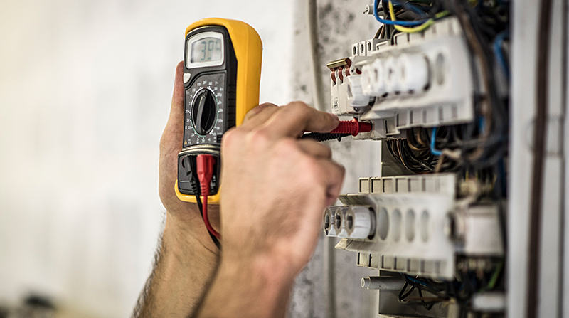 checking the readings of a power board